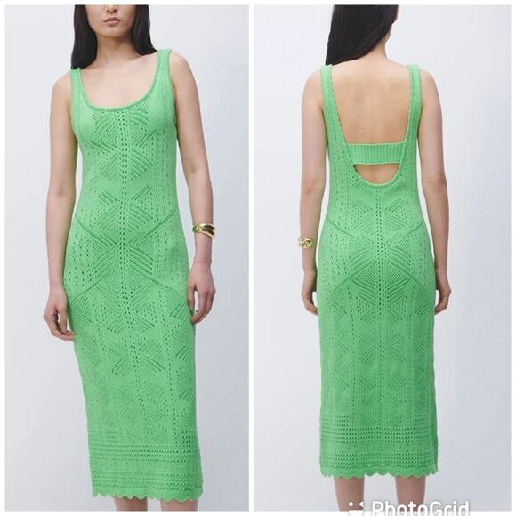 NEW Jonathan Simkhai Tiffanie Midi Dress Meadow Green Size Medium - Picture 1 of 14